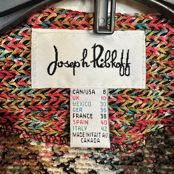 Joseph Ribkoff Womens Top Multicolor Abstract Knit Cardigan Size 8 Button Front - Picture 3 of 9